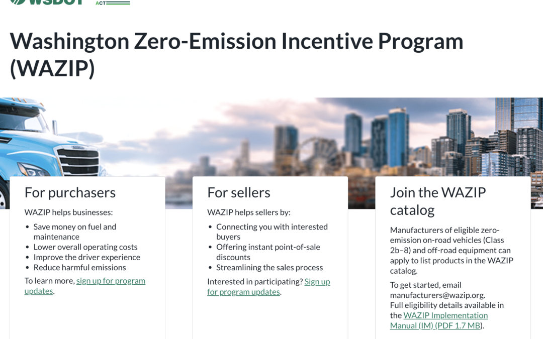 Press Release: WSDOT Officially Announces April Launch of WAZIP Incentives for zero-emission trucks